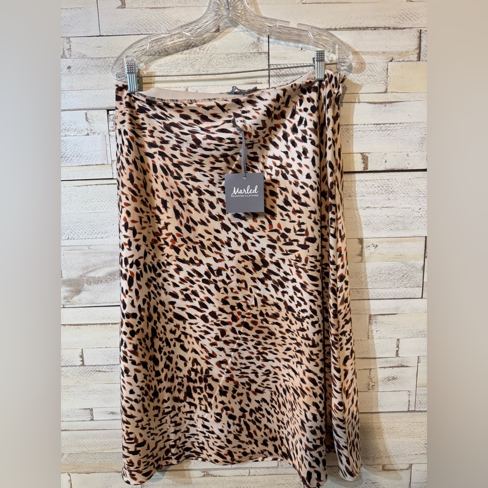 2 for 20***Marled Animal Print Midi Skirt - Brown and Black